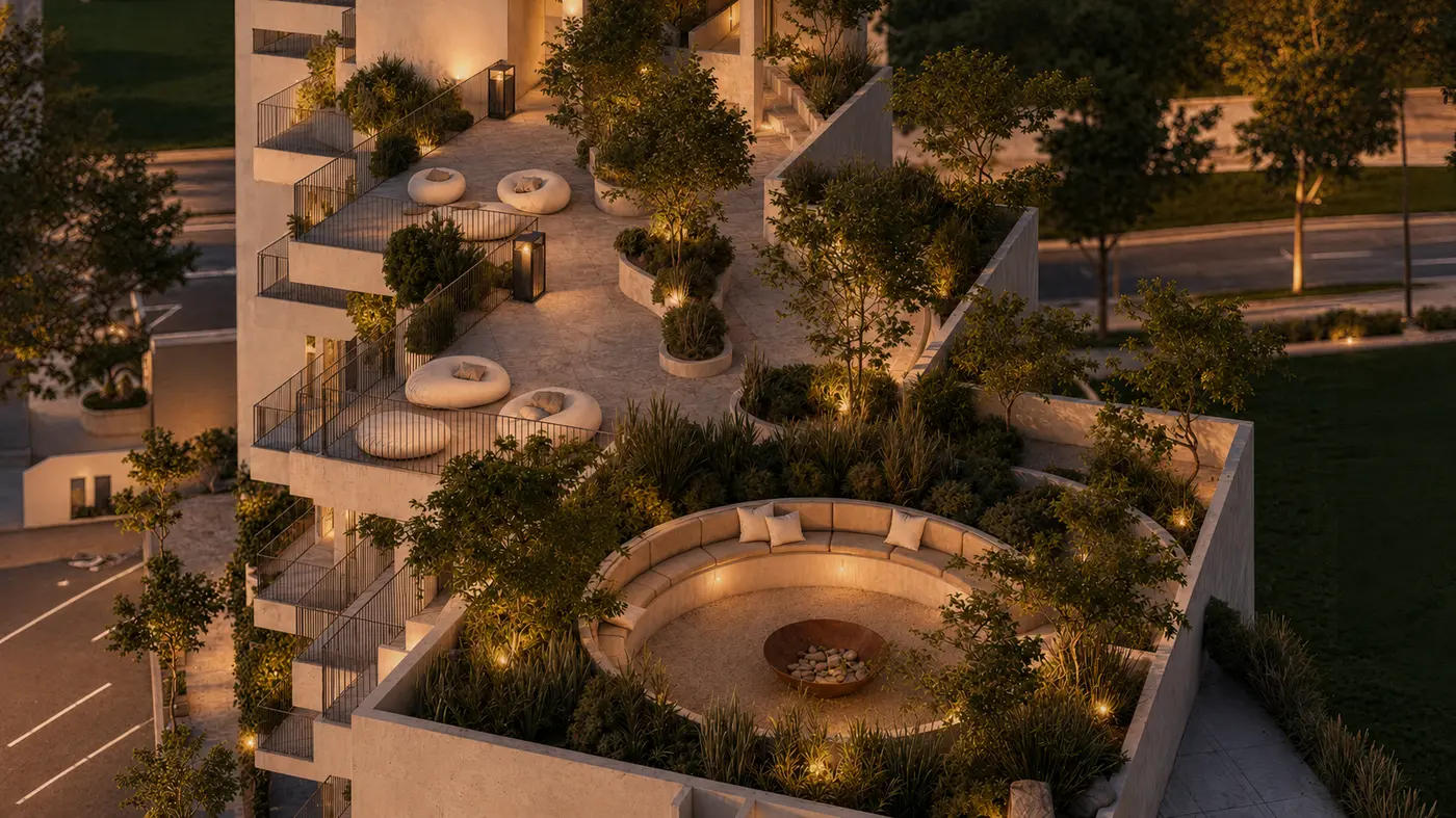 Rooftop al atardecer — Montegrana