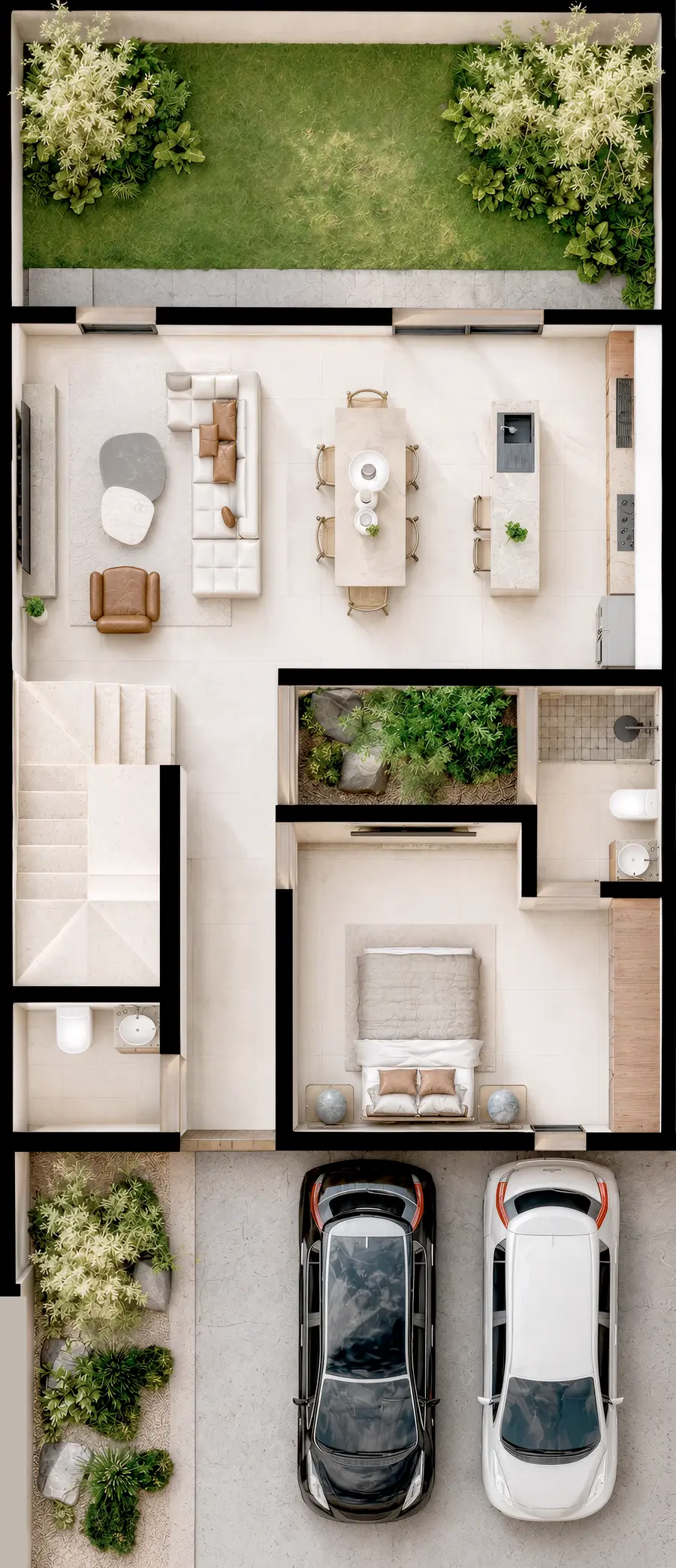 Plano planta baja — Casa M (2 plantas)