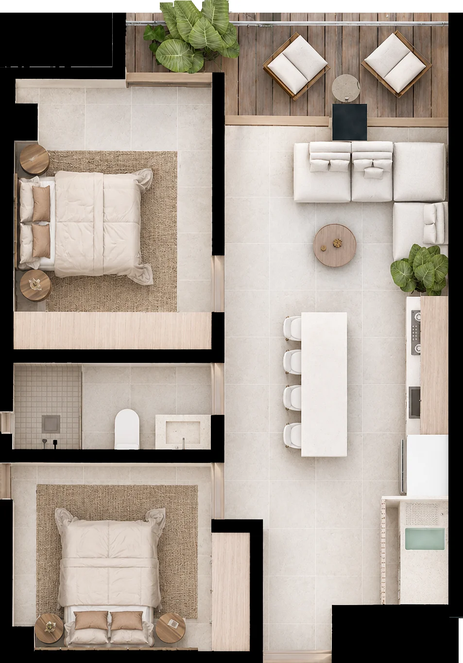 Plano arquitectónico — Departamento Fresno (Tipo B)
